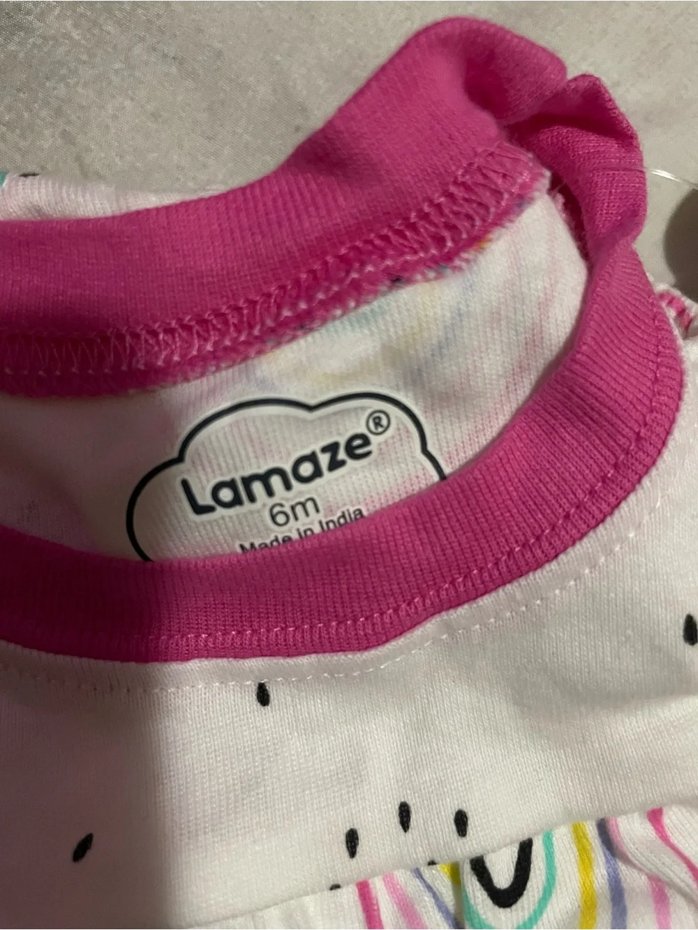 Lamaze Pink Heart Romper & White Rainbow Romper Pair